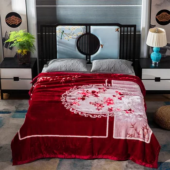 

Red luxury European Style Fleece fabric Bedspread Pillowcases Bed Sheet Bed Cover blanket 200X230cm