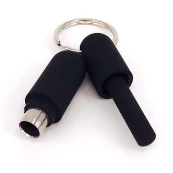 

New 1pcs Silicone cigar punch with rubber coated Blade Key Ring Chain Draw Hole Black Cutter Dart For Cigars