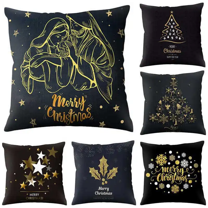 

Christmas Theme Polyester Pillow Case Cover 45cm*45cm Covers Square For Sofa Home Office Decor