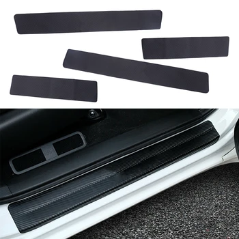 

4Pcs Carbon Fiber Style PU Leather Door Sill Scuff Protector Cover Trim Decal Anti Scratch Fit for Toyota Corolla 2019 2020