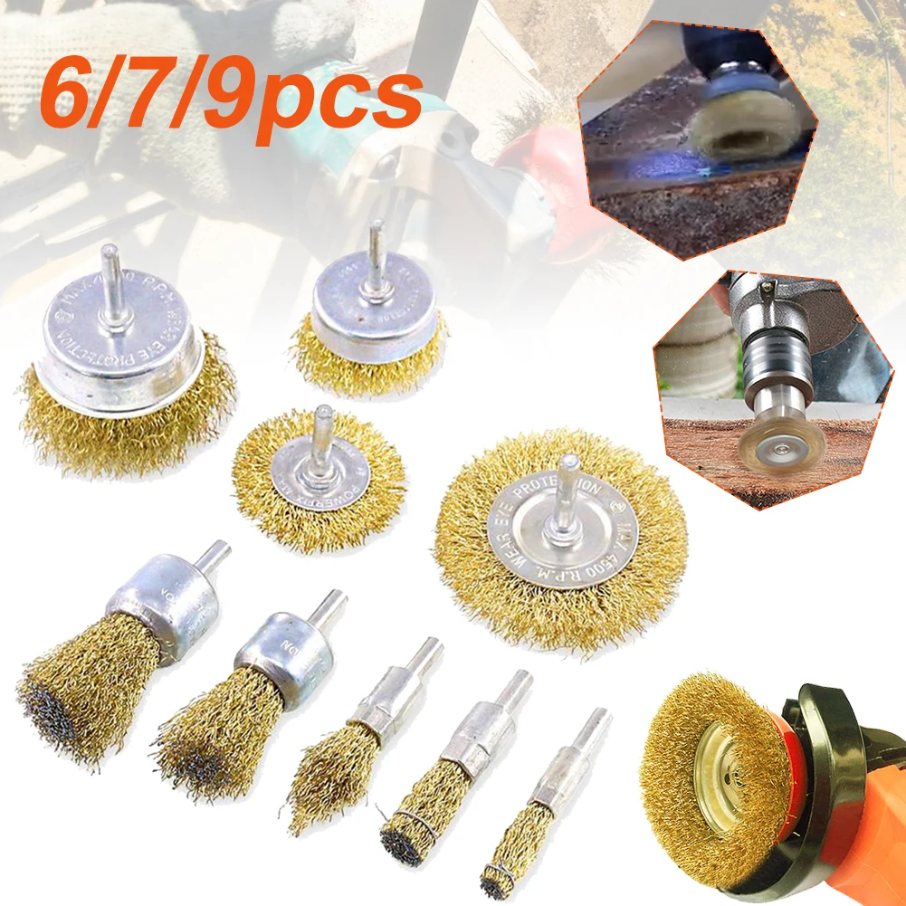 3mm Rotary Wire Wheel Brush Tool Set Metal Arbor Steel Copper Wire Rust