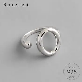 

Springlight Oval Adjustable Ring Real 925 Sterling Silver Individuality Creative Handmade Designer Fine Jewelry Rings for Women
