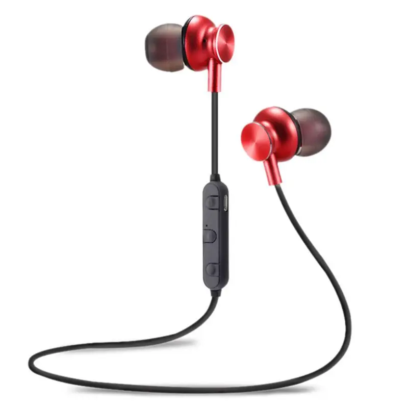 M6 беспроводные Bluetooth наушники водонепроницаемые спортивные магнитные наушники Висячие шеи стерео наушники - Цвет: 4NB1100136-R