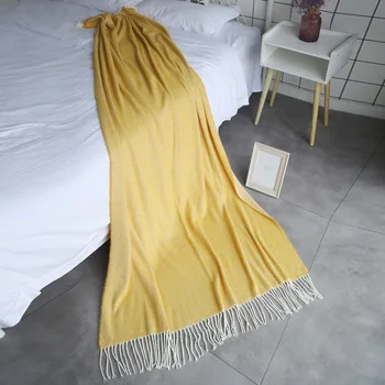 

Faux Mink Cashmere Knitted Throw Blanket With Tassel Wall Tapestries Warm & Cozy For Couch Sofa Bed Beach Travel Blanket