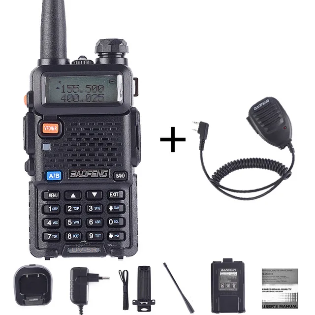 Baofeng UV-5R портативная рация профессиональная CB радиостанция укв портативная UV 5R охотничья радиостанция Baofeng UV5R трансивер 5 Вт - Цвет: UV5R-5W-Mic