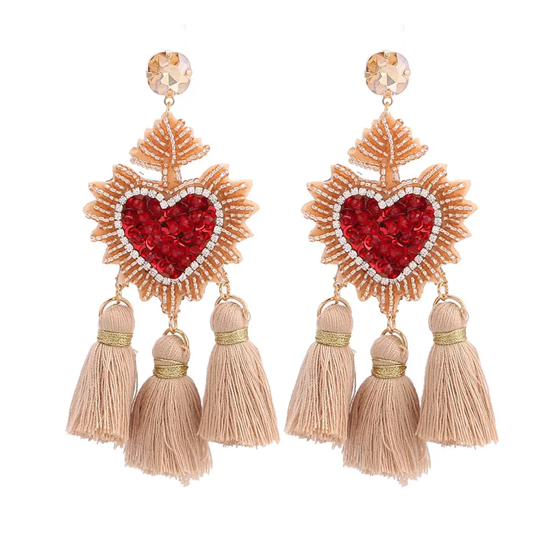 Bohemian Women Eyes Fringed Drop Earrings for Women Mix Color Brand Design Wedding Tassel Earrings Jewelry Gift Bijoux Champagne