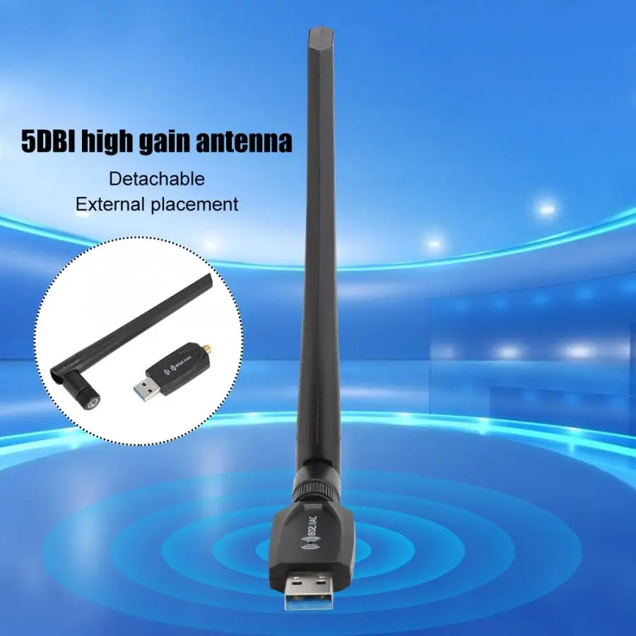 1200 м двухдиапазонный USB 3,0 беспроводной 5,8G/2,4G AC сетевая карта wifi приемник для Windows USB Сетевая карта