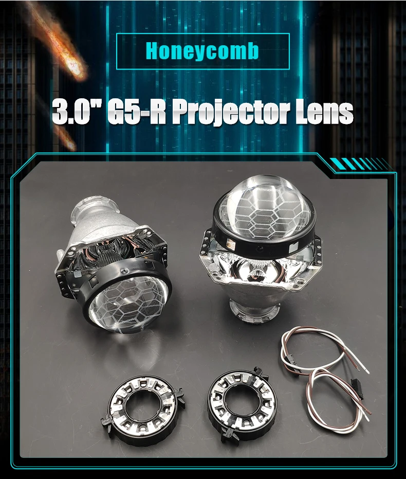 Для Hella 3R G5 5 фары линзы Honeycomb HID проектор D1 D2 D3 D4 Bi-xenon 3,0 травление линзы тюнинг аксессуары футбольный стиль