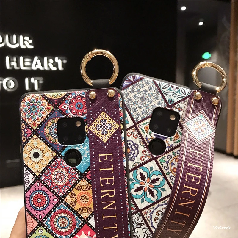SoCouple Wrist Strap Soft TPU Phone Case For Huawei Mate 10 20 Pro P10 plus P20 Pro Lite Nova 3 3i 2s Flower Holder Case Cover (5)