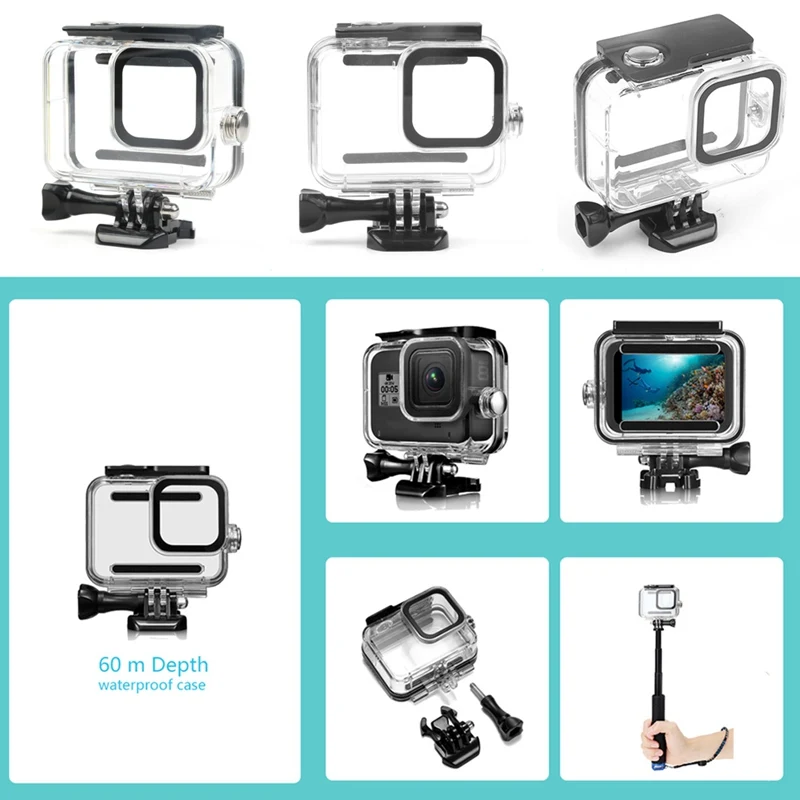45 м подводный водонепроницаемый чехол для GoPro Hero 8, Черный Защитный корпус для экшн-камеры GoPro 8, аксессуары