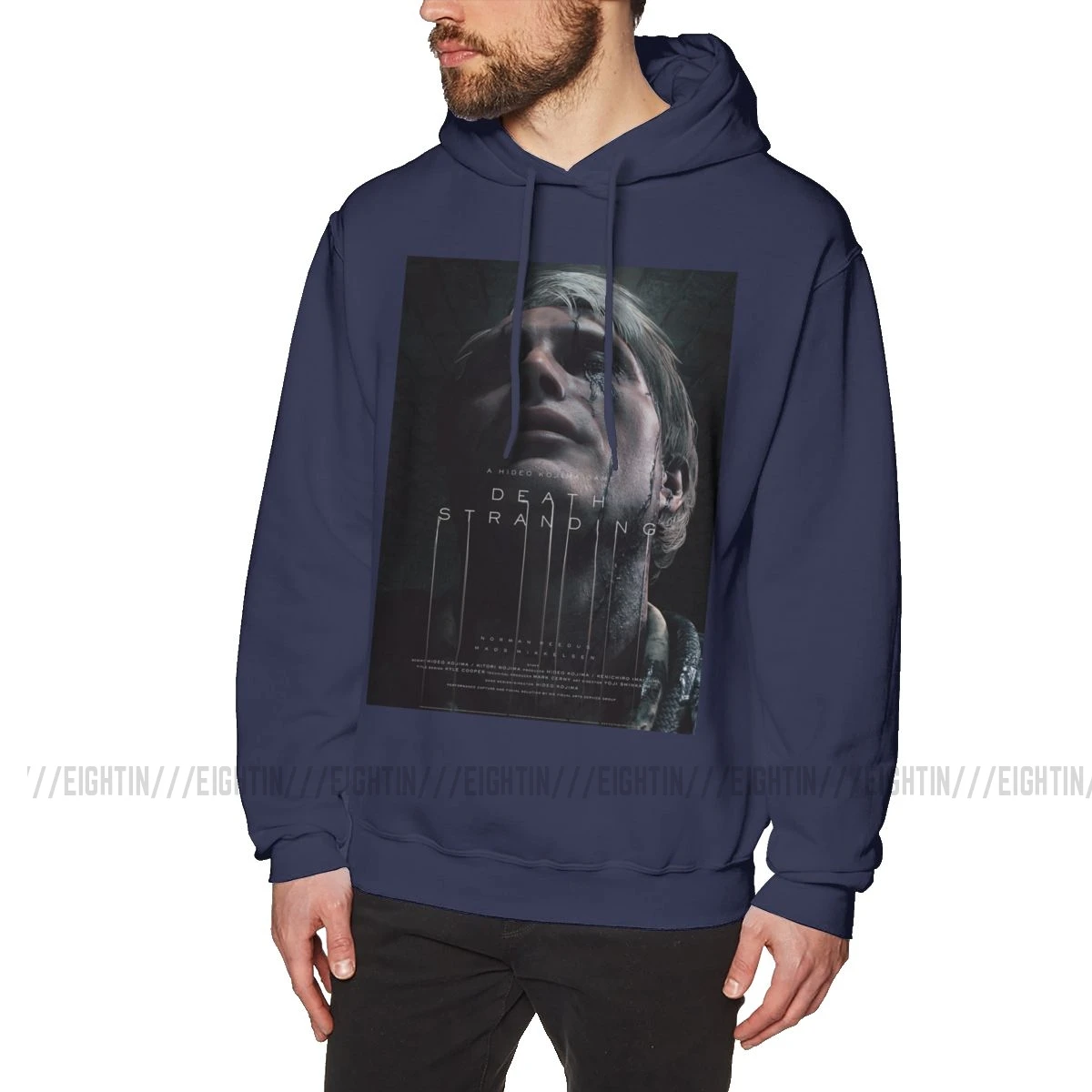 Death Stranding Мадс Миккельсен толстовки мужские забавные толстовки с капюшоном рубашка из чистого хлопка дорожная толстовка с капюшоном - Цвет: Тёмно-синий