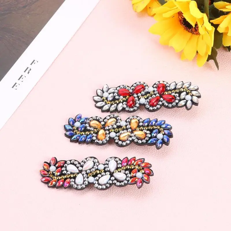 3pcs DIY Full Drill Diamond Painting Hair Clip Flower Leaf Barrette Hairpin Handmade Bobby Pin Hairpin Hair Styling Headdress
