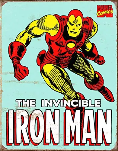 Iron Man Retro Dependent предприятий Marvel Comics Невероятный Халк Ретро жестяной знак, 12," W x 16" H - Цвет: Iron Man Retro
