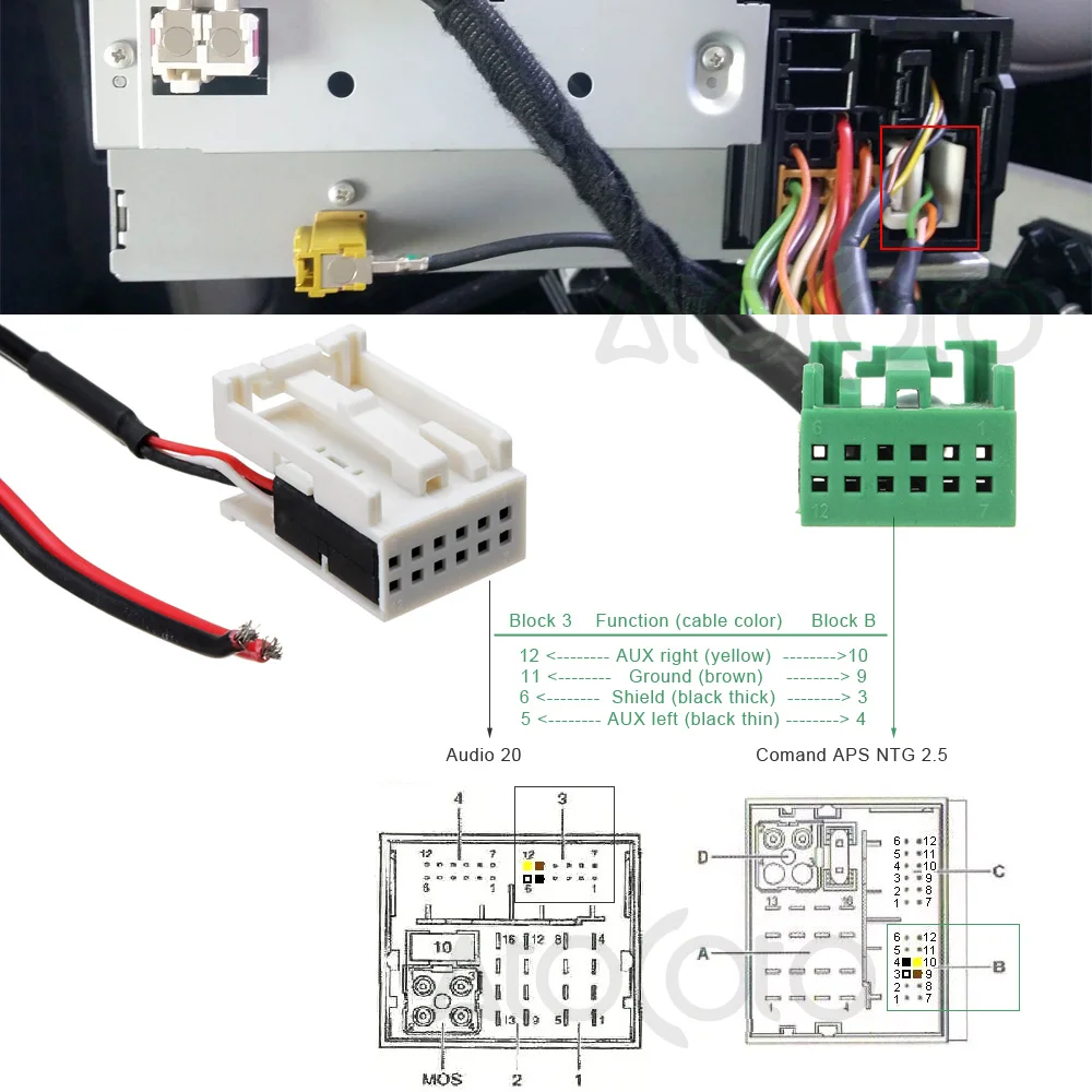 12Pin Radio Adapter Mit MIC Für W169 W203 W221 W209 Bluetooth Adapter Für Mercedes-Benz – Radio-Adapter Mit MIC-Kabel Für W169, W203, W221 Und Mehr Android Auto Bluetooth Adapter