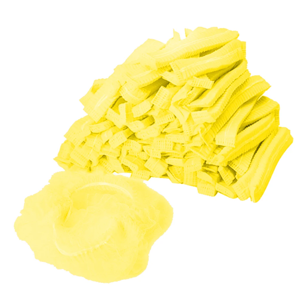 100x Disposable Mob Cap Non Woven Anti Dust Hat Head Cover Food Catering Kitchen Disposable Hair Net Cap
