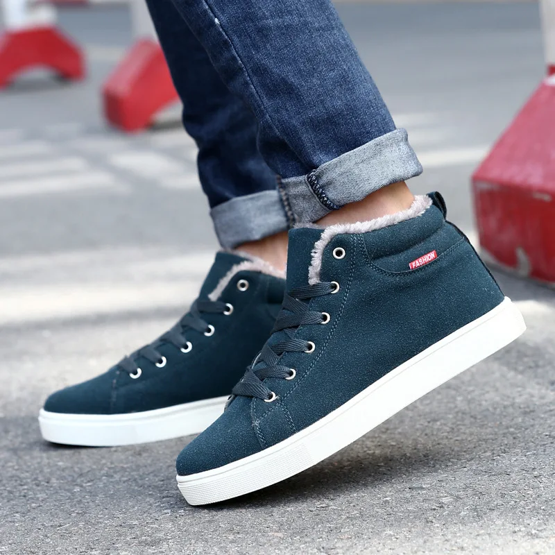 

2019 Winter Men Cotton Warm Shoes Students plus Velvet High-top Board Shoe Casual Sports MEN'S SHOES Fashion