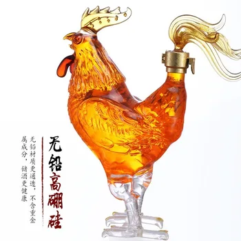 

Creative rooster wine bottle glass white wine bottle wine bottle big rooster shape decanter