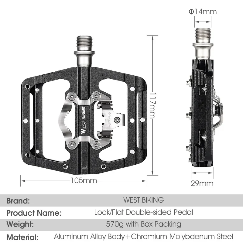 Pedales Automáticos ROCKBROS sistema SPD 2 en 1 montaña MTB +