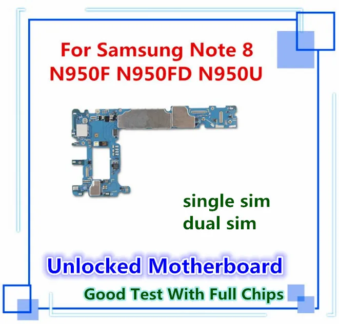 64 Гб/128 ГБ разблокирована для samsung Galaxy Note 8 N950F N950FD N950U материнская плата с чипом Android сменная материнская плата с одной/двумя sim-картами
