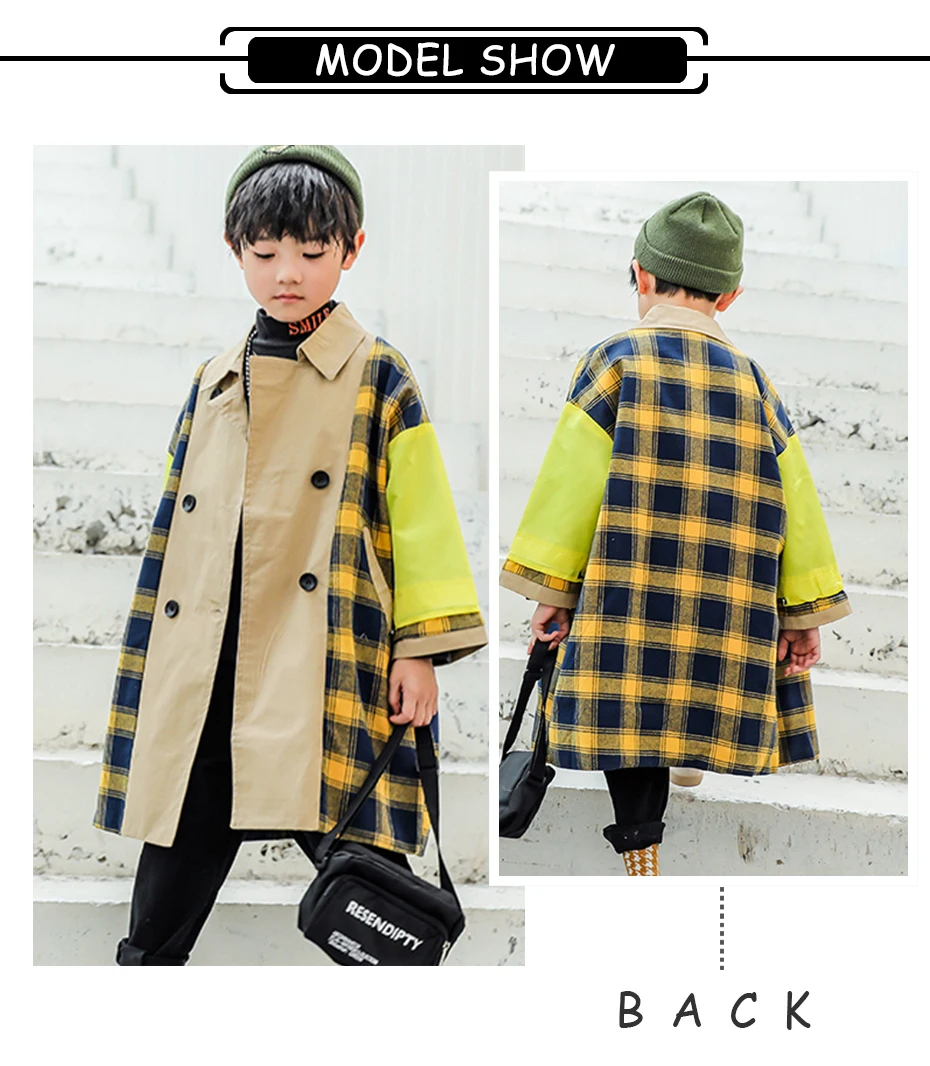 Boys Jackets Fashion Plaid Boy Child Jacket Long Sleeve Windbreaker For Kids Autumn Korean Winter Clothes For Boys 6 8 10 12 14