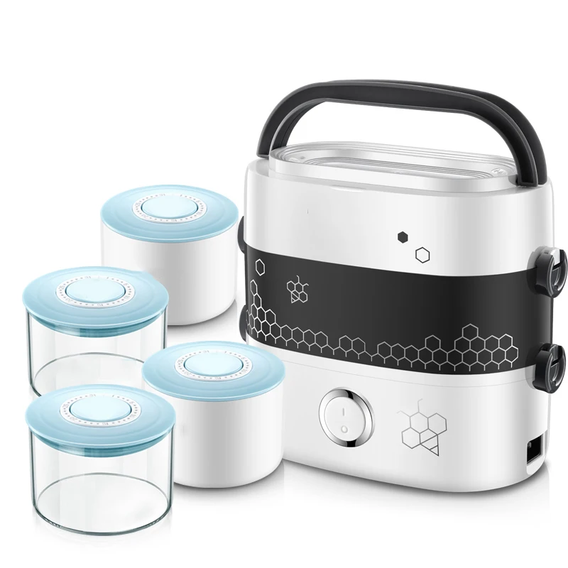 

Ceramics Electric Lunchbox Double Plug In Thermal Lunch Box Heating Cooking Lunch Box Hot Rice Cooker 1.2L 1-2 People
