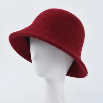 

Japanese Women Girls Winter Chicken Faux Wool Bucket Hat Solid Color Packable Short Brim Sun Protection Vintage Fisherman Cap