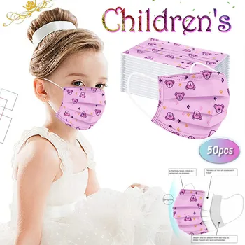 

50pc Disposable Face Mask 3ply Ear Loop Mask Mascarilla Safe Breathable And Dustproof Kids Boys Girls Cartoon Lovely Masque
