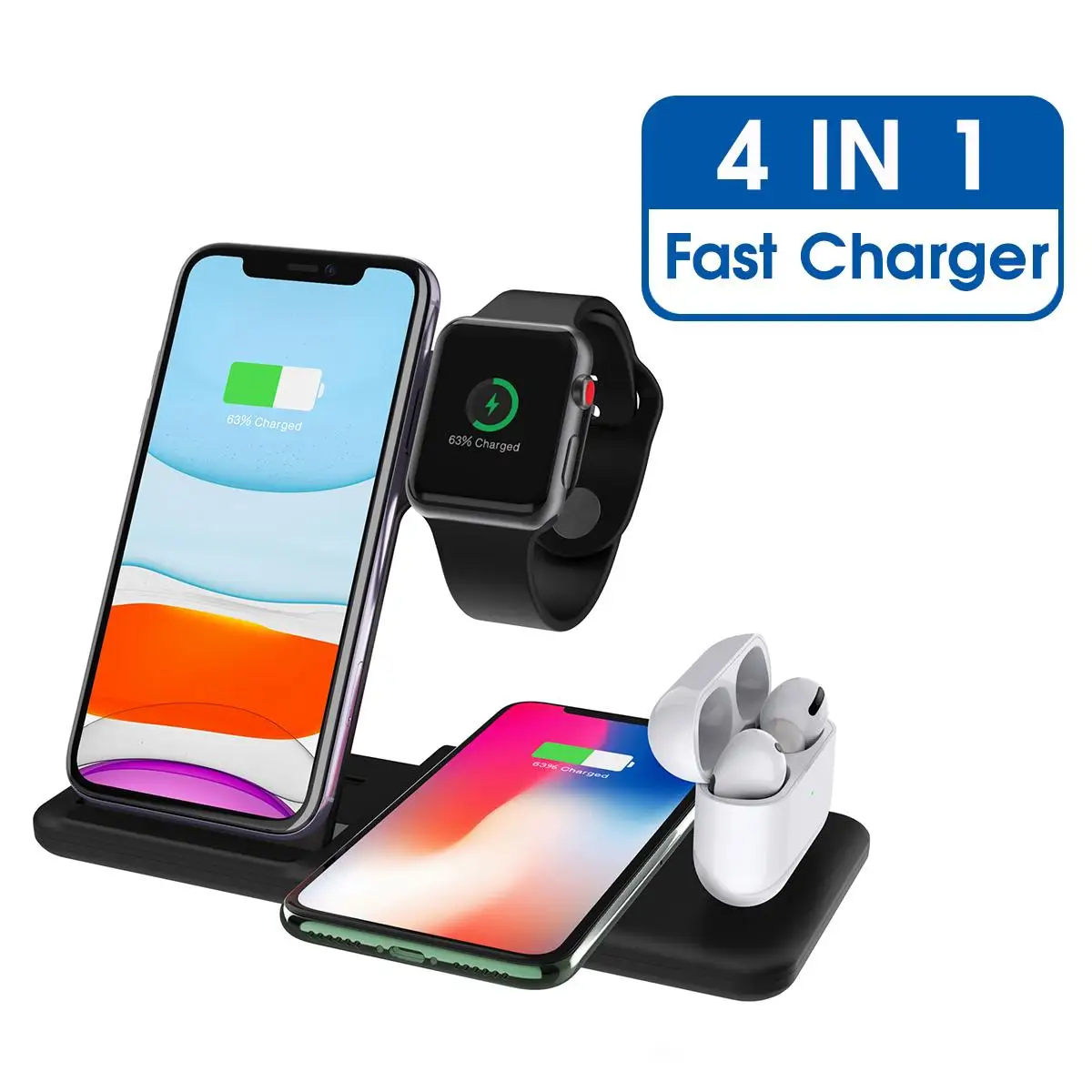

4 in 1 15W Fast Wireless Charger Dock Station Fast Charging For iPhone XR XS Max 8 for Apple Watch 2 3 4 For AirPod For Samsung