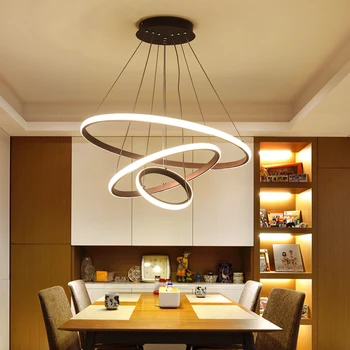 

Modern Ring Nordic Creative Led Chandelier Living Room Bedroom Home Fashion Atmospheric Hanging Line Retractable Led Chandelier