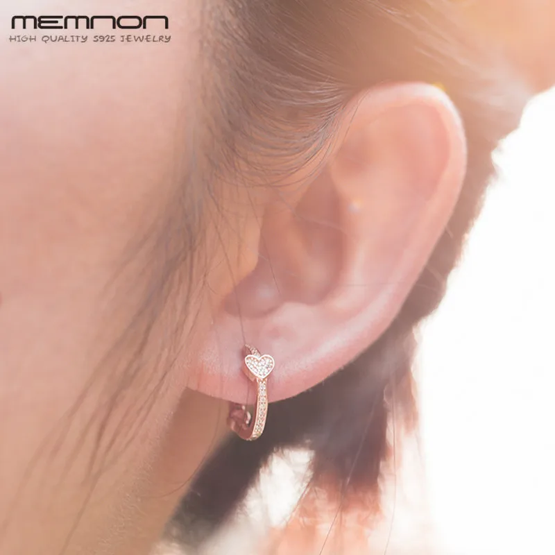 Серьги кольца Memnon женские из серебра 925 пробы с изящной розой и зрительными