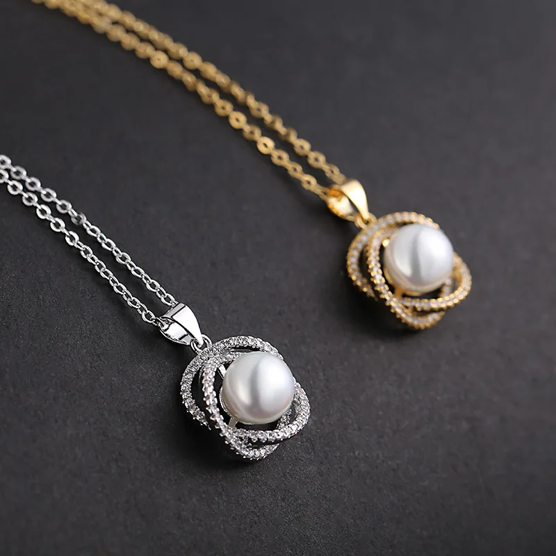 

Simple Elegant Zircon Pearl Necklace South Korea Normcore Style Student Choker Versatile Geometry Pearl Necklace