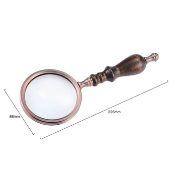 

10x Handheld Antique Brass Magnifying Glass with Wooden Handle and Real Glass,Best Reading Magnifier for Science, Reading Book,