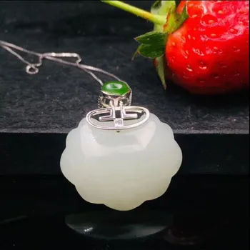 

Beautiful 925 Sterling Silver White HeTian Jade Ancient Meaning Of Peace And Happiness Design Pendant Necklace For Women Jewelry