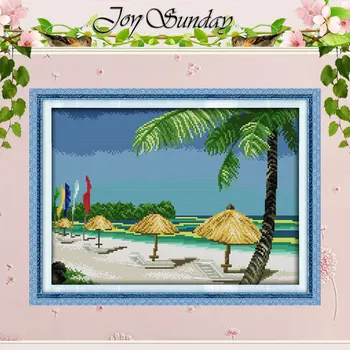 

Beach scenery Patterns Counted Cross Stitch 11CT 14CT Cross Stitch Set Wholesale Chinese Cross-stitch Kit Embroidery Needlework