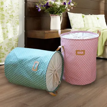 

Cotton Linen Collapsible Closure Laundry Basket Storage Bucket Toys Sundries Snacks Organizer