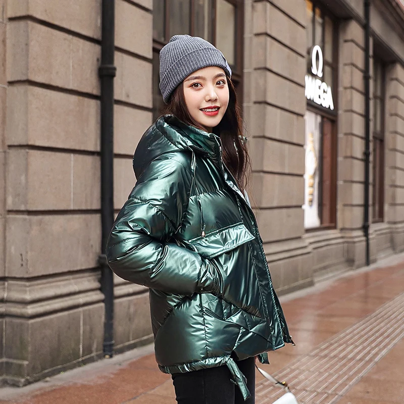 

Zoulv 2020 Winter Warm Jacket Women Parkas Bread Coats Loose Shiny Cotton Padded Down Jacket Casual Hooded Jackets