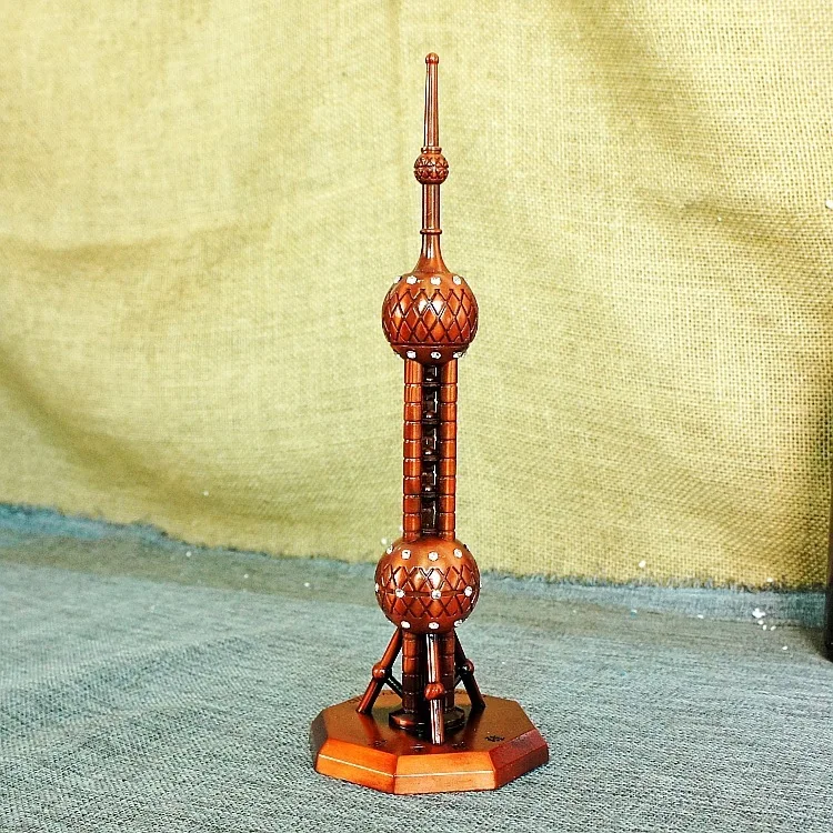 Luxury Alloy Oriental Pearl Metal Crafts Figurine Statue Model Home Decor Souvenir Model Kids Toys For Children Ornaments Gifts
