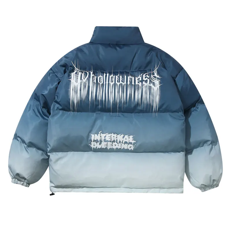 Blue GONTHWID, хип-хоп, градиентная, с принтом Tie Dye, хлопковая стеганая парка, куртки, уличная мода, для мужчин, в стиле панк-рок, толстые парки, пальто - Color: Blue