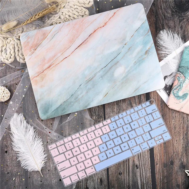 Pink blue Marble Пластиковый жесткий чехол с клавиатурой для MacBook Air 13 11 Pro 13 15 Touch Bar A2159 A1932 12 1" Ловец снов - Цвет: Pink blue Marble