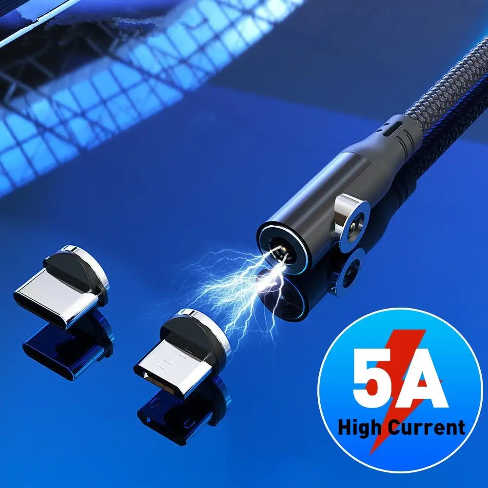 

Rotatable Magnetic 5A QC3.0 Micro-USB Type-c Fast Charging Connector Cable Cord