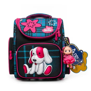 

Delune Brand A3-139 3D Cartoon School Bags for Girls Folded Children Orthopedic School Backpack Primary Mochila escolar Infantil