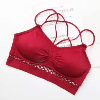 

Woman Fitness Sports Bra Hollow Micro-gather Without Underwire Underwear Wipe Chest Tube Top