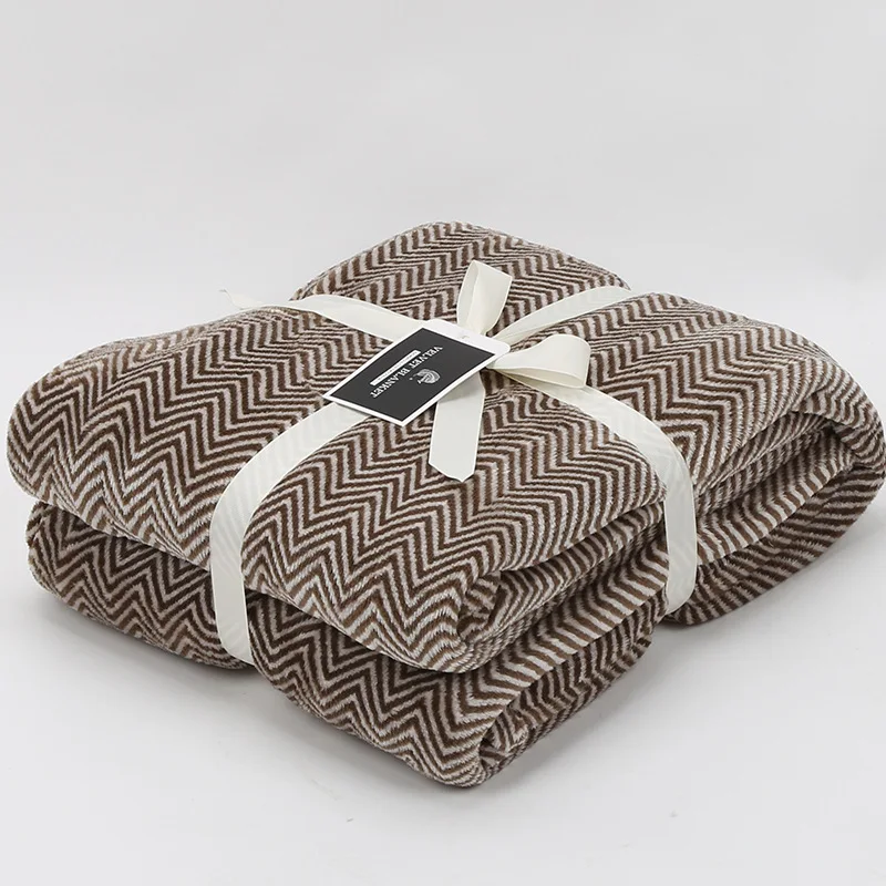 

Stripe Blanket for Bed Warm Coral Fleece Throw Blanket for Sofa Travel Airplane A Blanket Winter Bed Sheet Bedspread Bed Cover