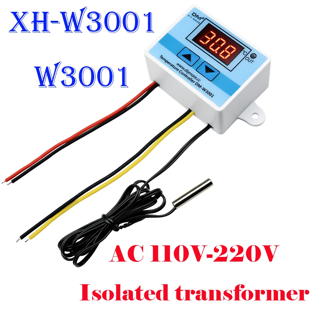 AC 110 V-220 V AC/DC 12V 24V Светодиодный Цифровой температурный контроллер Термостат Термометр датчик измеритель нагревательные охладительные инкубатор холодильник - Цвет: W3001 Transformer