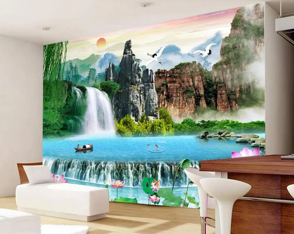 3D обои рулон Размер водопад пейзаж для гостиной фото стены роспись обои|Обои| |