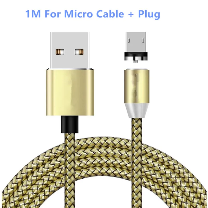 Micro USB Магнитный кабель быстрой зарядки для Redmi 6 7 huawei Y5 Y6 Y7 P смарт-зарядное устройство адаптер для samsung M10 J7 A7 A6 - Цвет: Gold  Micro Cable