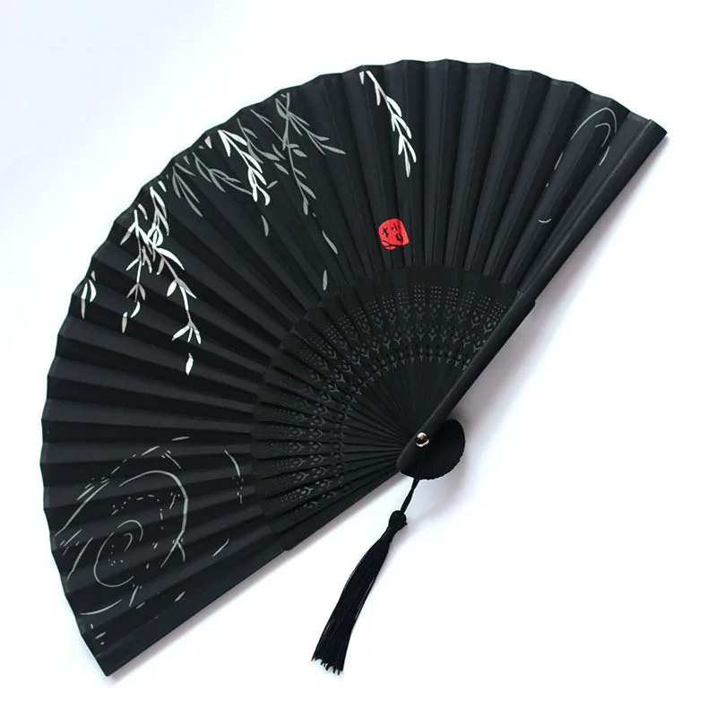 Silk Folding Fan Vintage Style Chinese Japanese Pattern Art Craft Gift Home Decoration Dance Hand Decorative folding fan hand fan silk fans