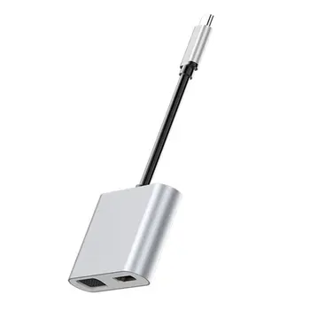 

TypeC Adapter 4in 1 USB Type C Hub to HDMI VGA 3.5mm Jack USB Adapter with Type-C Power for MacBook Pro