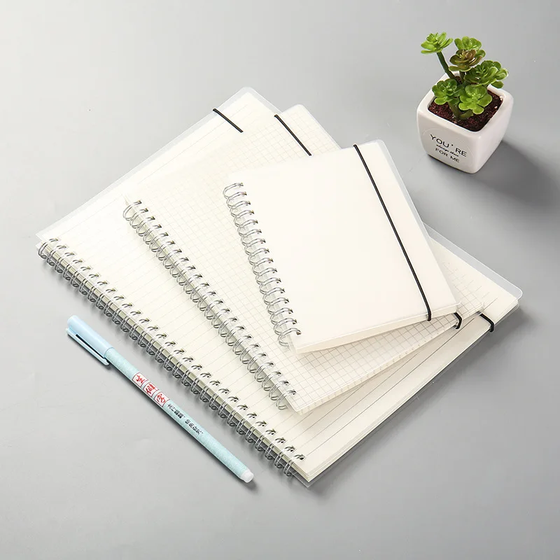 A5 A6 B5 cuaderno de espiral PP Simple transparente mate línea rejilla en blanco punto Bloc de notas planificador diario cuadernos