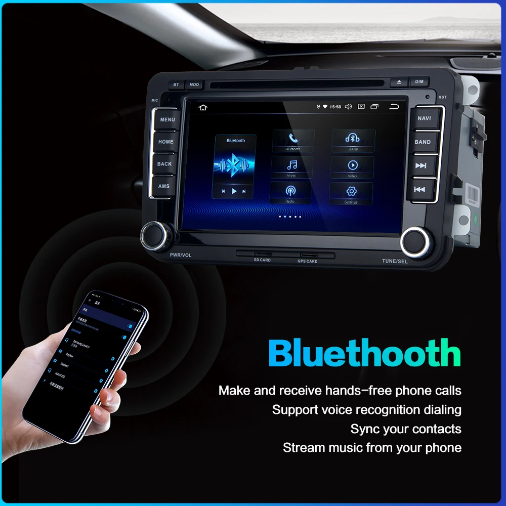 Discount Android 9.0 2 din Car Radio 7" Display Car DVD Player with Built-in GPS  1080P Video for VW Golf Polo Passat Tiguan EOS 4G RAM 3